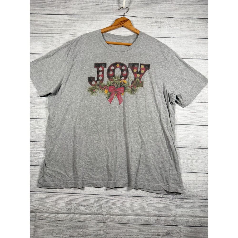 Women’s 4X Gray JOY Christmas Holiday Graphic Short Sleeve T-Shirt 4261